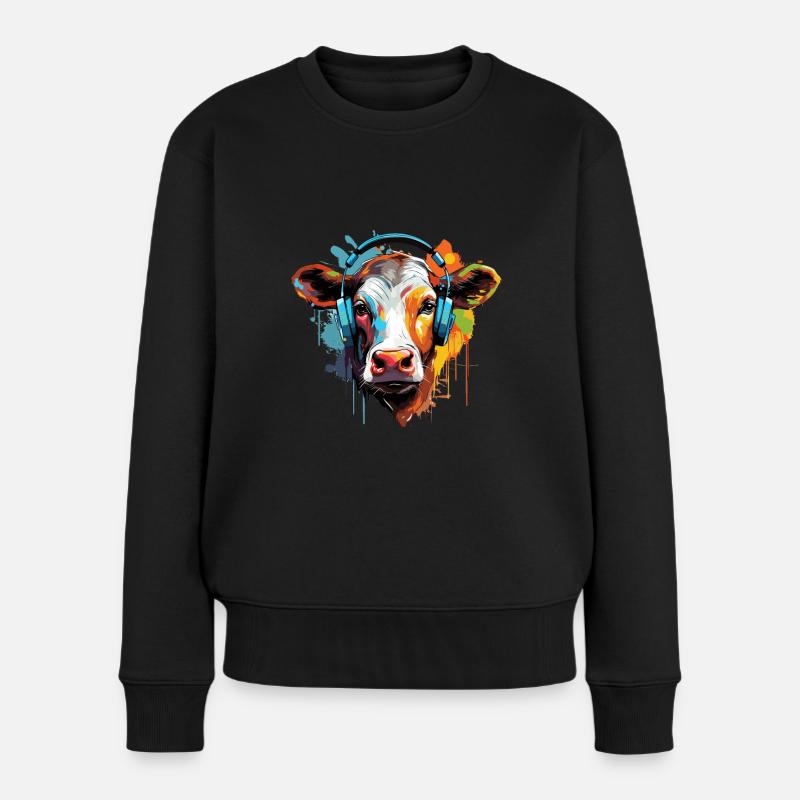 Casque de vache coloré - Pull Premium bio Femme - noir