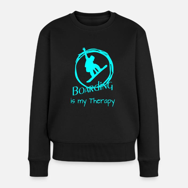 Boarding is my Therapy - Frauen Premium Bio Pullover - Schwarz