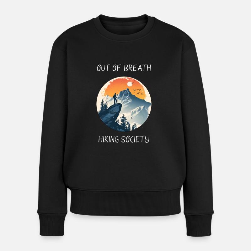 À Bout De Souffle Randonnée Société Nature Rétro Forêt - Pull Premium bio Femme - noir