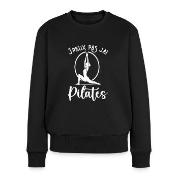 Ich kann nicht Pilates haben - Frauen Premium Bio Pullover - Schwarz - Vorne - Julia (174cm)