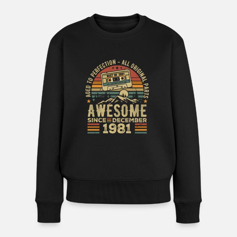 Anniversaire Décembre 1981 | Cadeau décembre 1981 - Pull Premium bio Femme - noir
