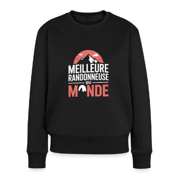 Meilleure Randonneuse Femme Humour Randonnée Drole - Pull Premium bio Femme - noir - Devant - Julia (174cm)