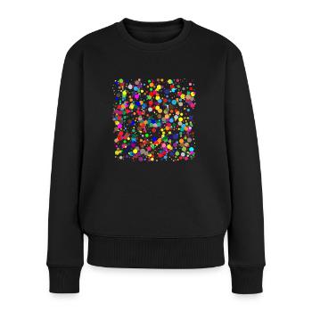 points colorés / confettis - Pull Premium bio Femme - noir - Devant - Julia (174cm)