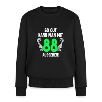 88. Geburtstag - Frauen Premium Bio Pullover - Schwarz - Vorne - Julia (174cm)