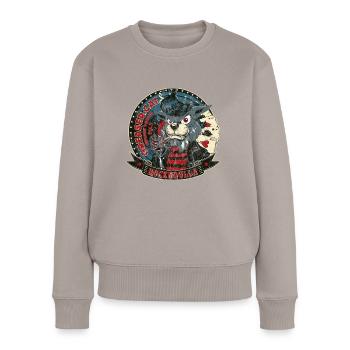 SINGING CATER Funny rockabilly cat gift - Women's Premium Organic Jumper - taupe - Front - Julia (174cm)