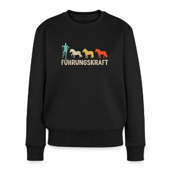Shetland Pony Führungskraft Pferde Reitsport - Frauen Premium Bio Pullover - Schwarz - Vorne - Julia (174cm)