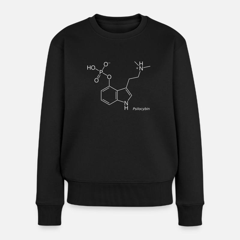 Molécule de psilocybine - blanche avec nom - Pull Premium bio Femme - noir