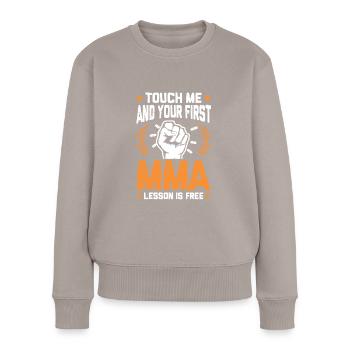 Poing d'arts martiaux mixtes - Pull Premium bio Femme - taupe - Devant - Julia (174cm)