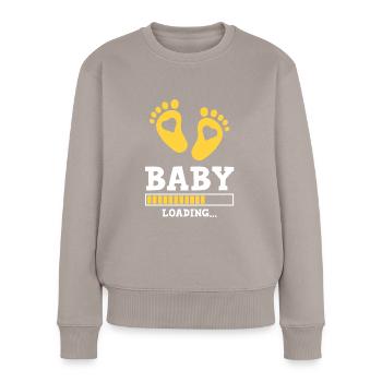 baby loading spruch - Frauen Premium Bio Pullover - Taupe - Vorne - Julia (174cm)