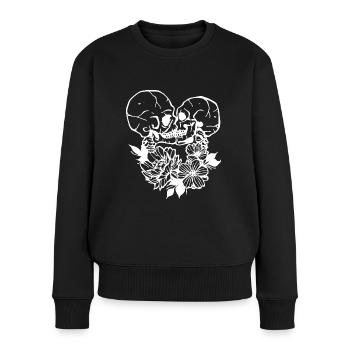 Skulls flowers - Pull Premium bio Femme - noir - Devant - Julia (174cm)