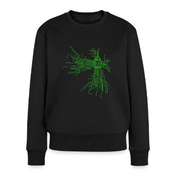 Cpu Computer Nerd Informatiker Programmierer" - Frauen Premium Bio Pullover - Schwarz - Vorne - Julia (174cm)