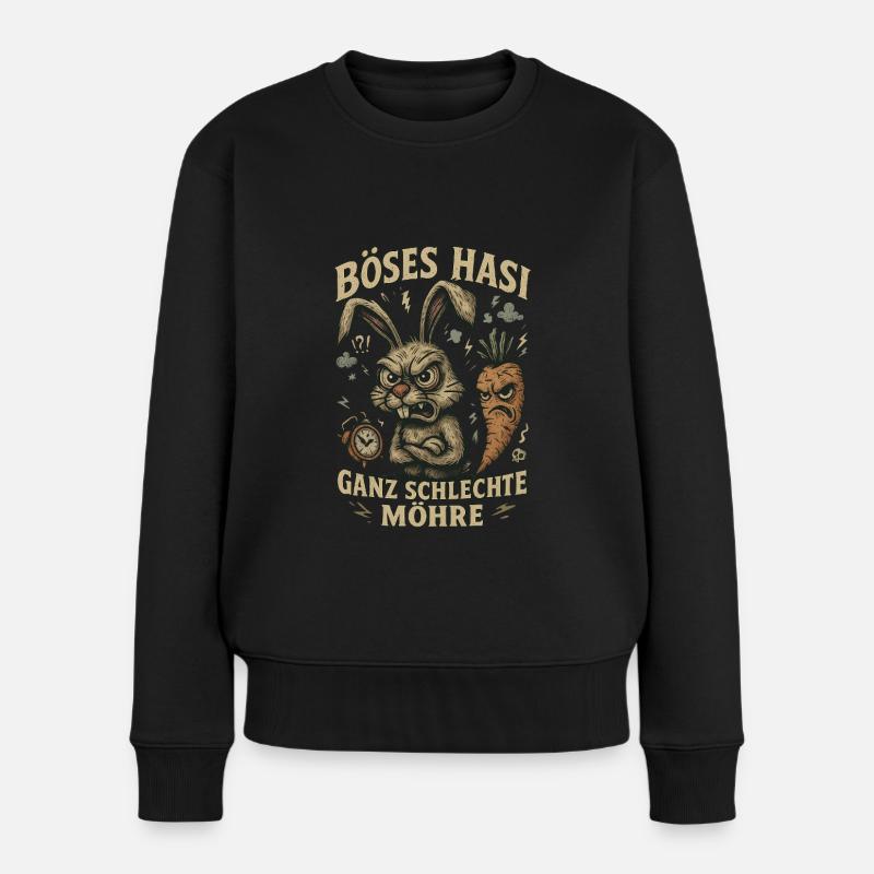 Böses Hasi – Ganz schlechte Möhre! Frecher Hase - Frauen Premium Bio Pullover - Schwarz