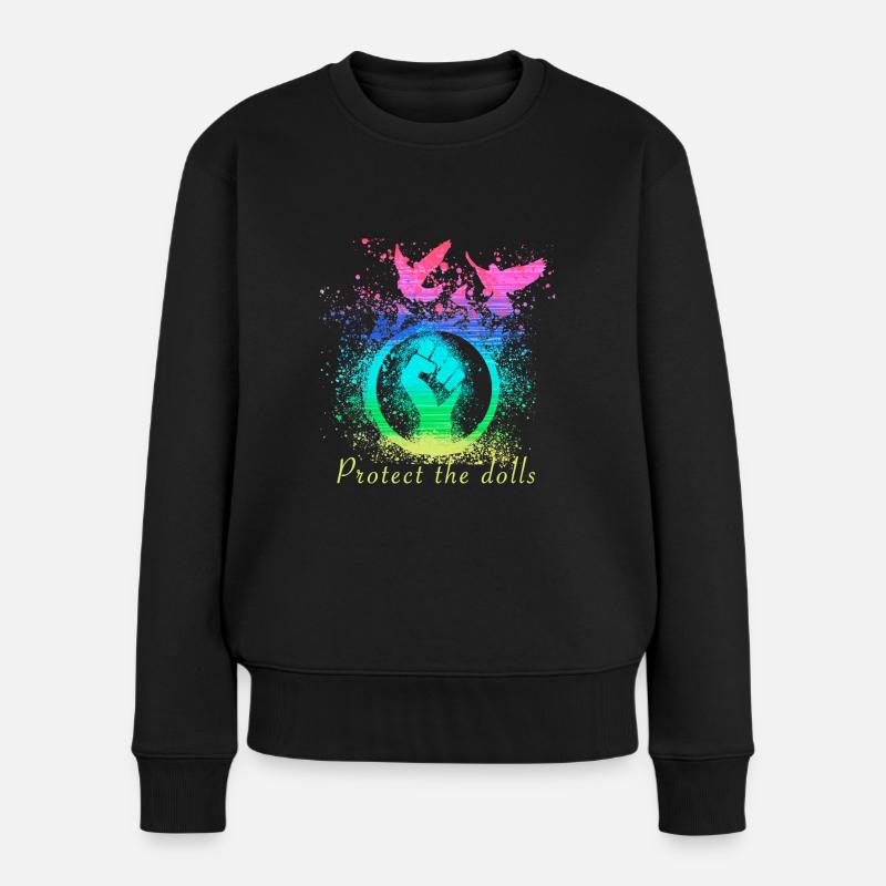 LGBT,protect the dolls, bunt, graffiti - Frauen Premium Bio Pullover - Schwarz