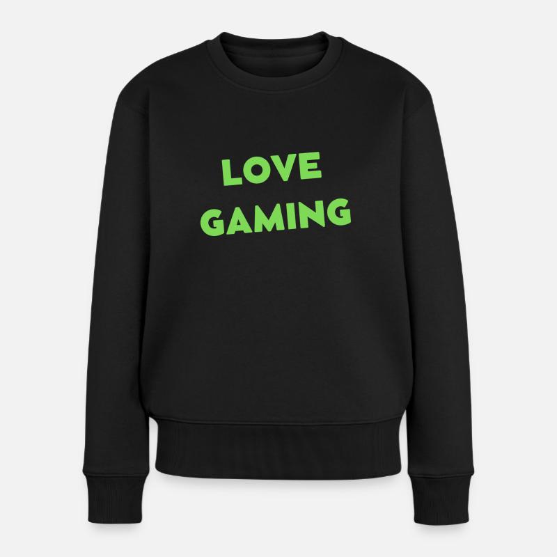 LIEBE GAMING - Frauen Premium Bio Pullover - Schwarz