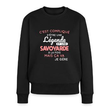 Compliqué d'être une légende et une Savoyarde - Pull Premium bio Femme - noir - Devant - Julia (174cm)