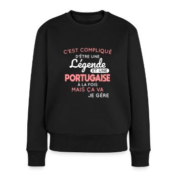 Compliqué d'être une légende et une Portugaise - Pull Premium bio Femme - noir - Devant - Julia (174cm)