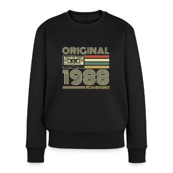 Original 1988 Jahrgang Retro Vintage Geburtstag - Frauen Premium Bio Pullover - Schwarz - Vorne - Julia (174cm)