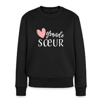 Grosse Schwester Schwestern Mädchen Französisch - Frauen Premium Bio Pullover - Schwarz - Vorne - Julia (174cm)