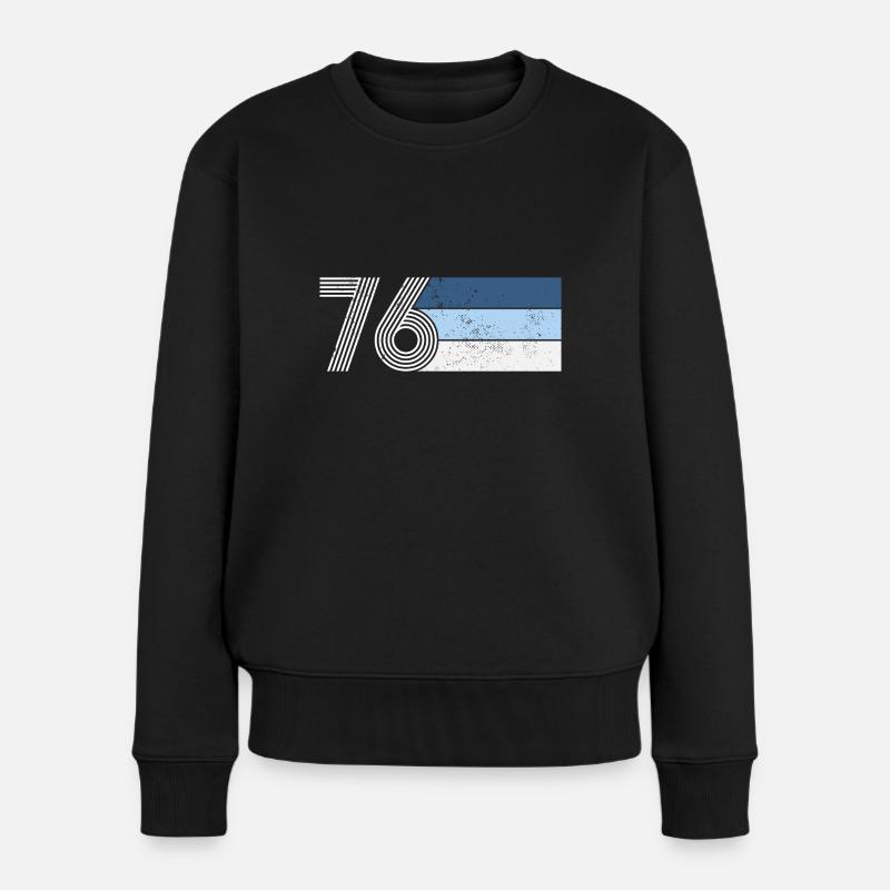Vintage 1976 Geburtstag 76 RETRO - Frauen Premium Bio Pullover - Schwarz