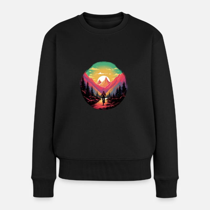Radfahren in der Natur - Frauen Premium Bio Pullover - Schwarz