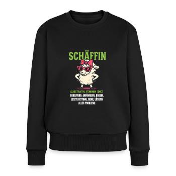 Schaf Spruch Schäffin Lustig Geschenkidee Schafe - Frauen Premium Bio Pullover - Schwarz - Vorne - Julia (174cm)