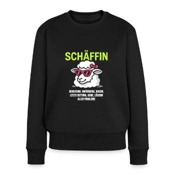 Schaf Spruch Schäffin Lustig Geschenkidee Schafe - Frauen Premium Bio Pullover - Schwarz - Vorne - Julia (174cm)