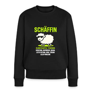 Schaf Spruch Schäffin Lustig Geschenkidee Schafe - Frauen Premium Bio Pullover - Schwarz - Vorne - Julia (174cm)