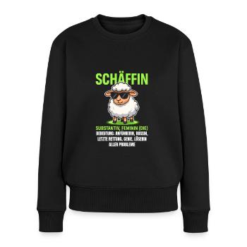Schaf Spruch Schäffin Lustig Geschenkidee Schafe - Frauen Premium Bio Pullover - Schwarz - Vorne - Julia (174cm)