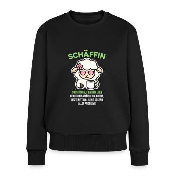 Schaf Spruch Schäffin Lustig Geschenkidee Schafe - Frauen Premium Bio Pullover - Schwarz - Vorne - Julia (174cm)