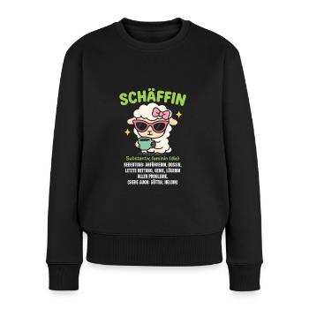 Schaf Spruch Schäffin Lustig Geschenkidee Schafe - Frauen Premium Bio Pullover - Schwarz - Vorne - Julia (174cm)