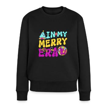 Weihnachten Xmas Spruch Winter In My Merry Era - Frauen Premium Bio Pullover - Schwarz - Vorne - Julia (174cm)