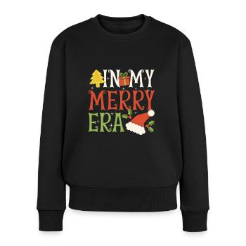 Weihnachten Xmas Spruch Winter In My Merry Era - Frauen Premium Bio Pullover - Schwarz - Vorne - Julia (174cm)