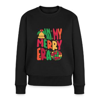 Weihnachten Xmas Spruch Winter In My Merry Era - Frauen Premium Bio Pullover - Schwarz - Vorne - Julia (174cm)