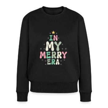 Weihnachten Xmas Spruch Winter In My Merry Era - Frauen Premium Bio Pullover - Schwarz - Vorne - Julia (174cm)