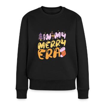 Weihnachten Xmas Spruch Winter In My Merry Era - Frauen Premium Bio Pullover - Schwarz - Vorne - Julia (174cm)