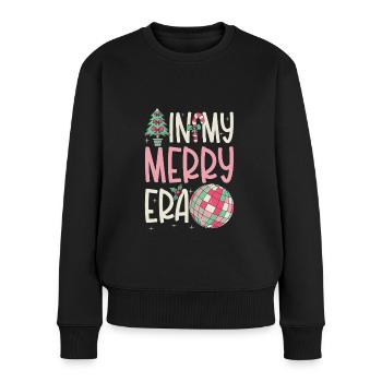 Weihnachten Xmas Spruch Winter In My Merry Era - Frauen Premium Bio Pullover - Schwarz - Vorne - Julia (174cm)