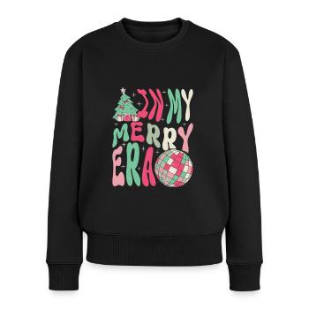 Weihnachten Xmas Spruch Winter In My Merry Era - Frauen Premium Bio Pullover - Schwarz - Vorne - Julia (174cm)