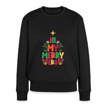 Weihnachten Xmas Spruch Winter In My Merry Era - Frauen Premium Bio Pullover - Schwarz - Vorne - Julia (174cm)