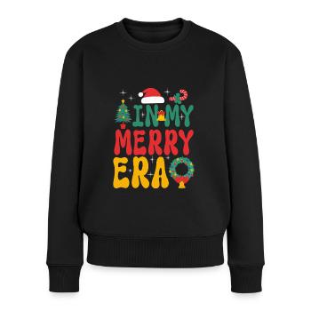 Weihnachten Xmas Spruch Winter In My Merry Era - Frauen Premium Bio Pullover - Schwarz - Vorne - Julia (174cm)