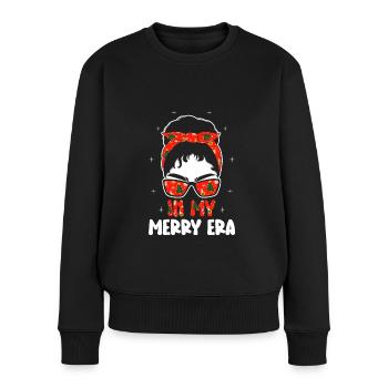 Weihnachten Xmas Spruch Winter In My Merry Era - Frauen Premium Bio Pullover - Schwarz - Vorne - Julia (174cm)