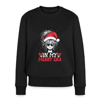 Weihnachten Xmas Spruch Winter In My Merry Era - Frauen Premium Bio Pullover - Schwarz - Vorne - Julia (174cm)