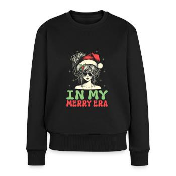 Weihnachten Xmas Spruch Winter In My Merry Era - Frauen Premium Bio Pullover - Schwarz - Vorne - Julia (174cm)