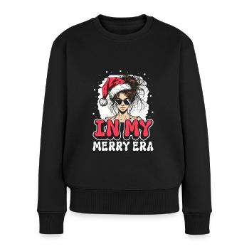 Weihnachten Xmas Spruch Winter In My Merry Era - Frauen Premium Bio Pullover - Schwarz - Vorne - Julia (174cm)