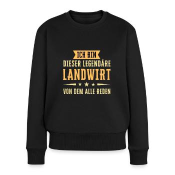 Ich bin dieser legendäre Landwirt - Frauen Premium Bio Pullover - Schwarz - Vorne - Julia (174cm)