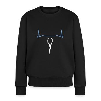 Freediving Heartbeat für Freediver & Apnoetaucher - Frauen Premium Bio Pullover - Schwarz - Vorne - Julia (174cm)