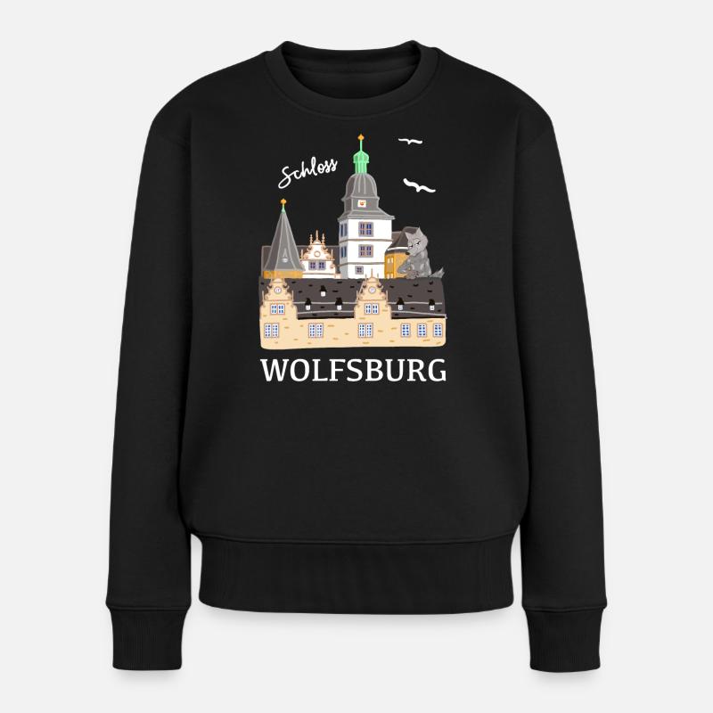 Schloss Wolfsburg, Niedersachsen - Frauen Premium Bio Pullover - Schwarz