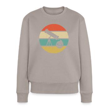 Astronomie Vintage Grafik - Frauen Premium Bio Pullover - Taupe - Vorne - Julia (174cm)