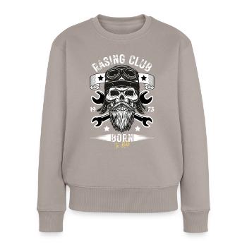 Motorrad Totenkopf Design - Frauen Premium Bio Pullover - Taupe - Vorne - Julia (174cm)