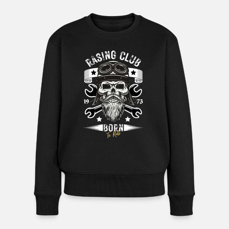 Motorrad Totenkopf Design - Frauen Premium Bio Pullover - Schwarz