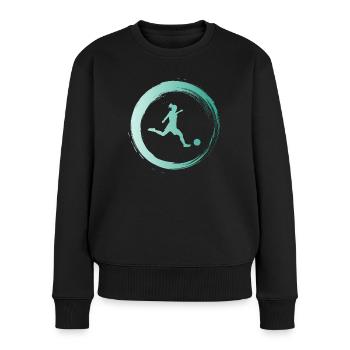 Sporty Hobby Leidenschaft Fussball - Frauen Premium Bio Pullover - Schwarz - Vorne - Julia (174cm)